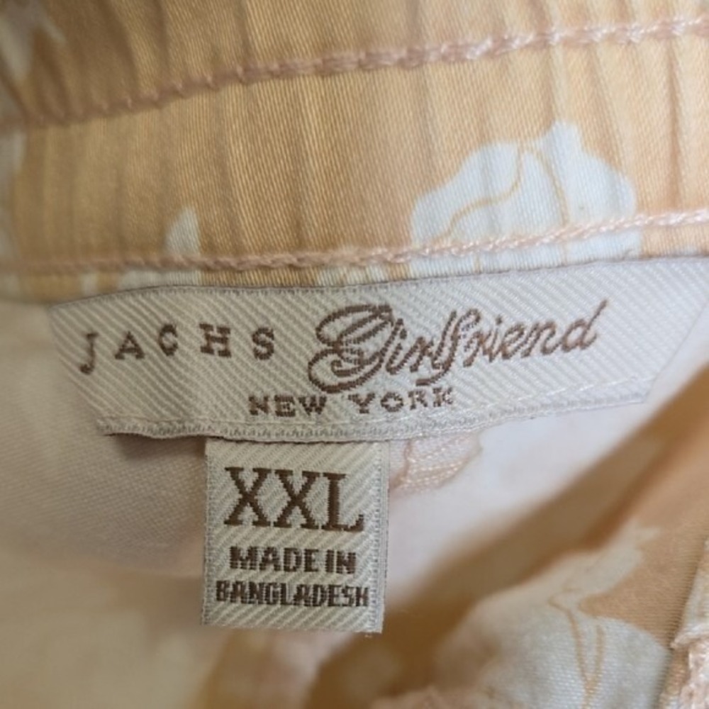 Jachs Girlfriend Stretch Satin Floral Chino Shorts, Summer, Tan White, XXL, New - Picture 5 of 6